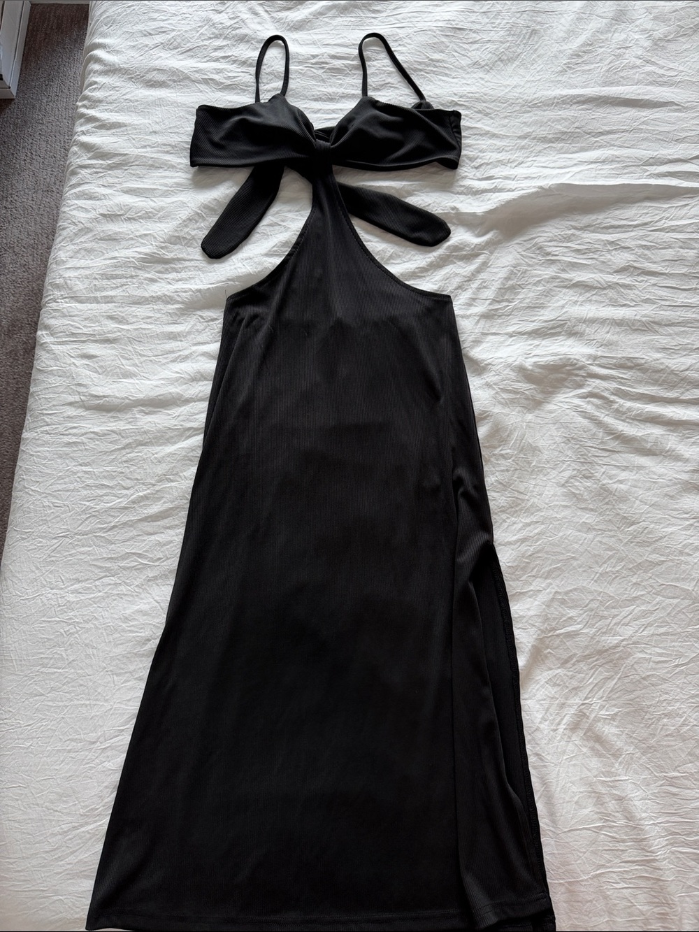 SHEIN Black Cutout Tie-Front Maxi Dress